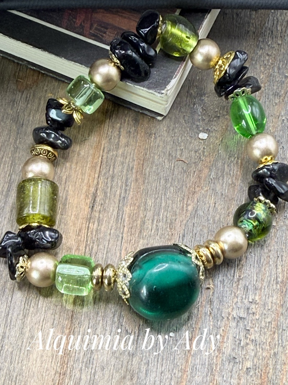 black onyx super dainty beaded bracelet/focus and protection healing crystal
